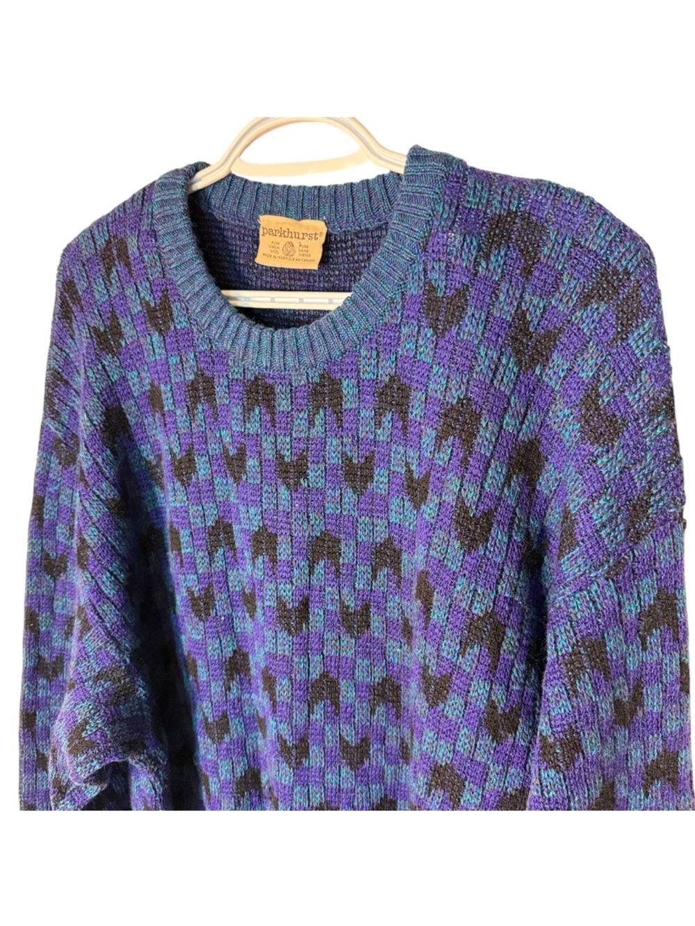 PARKHURST Men’s Vintage Wool Pullover Sweater Ugly Y2K 80’s 90’s Size XL *Flaw